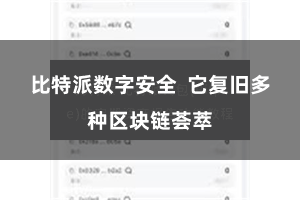 比特派数字安全 它复旧多种区块链荟萃
