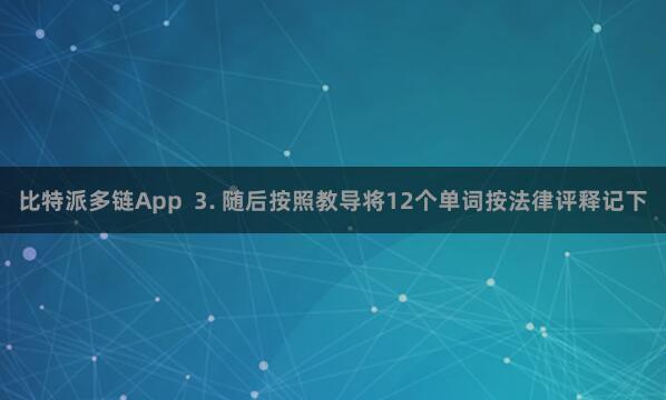 比特派多链App 3. 随后按照教导将12个单词按法律评释记下