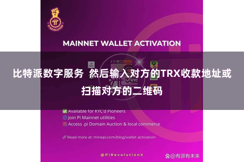 比特派数字服务  然后输入对方的TRX收款地址或扫描对方的二维码