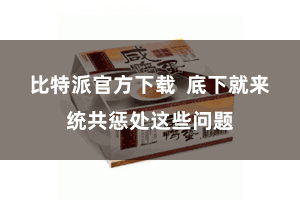 比特派官方下载  底下就来统共惩处这些问题